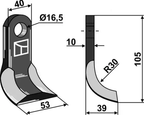 Y-Messer 105x40mm